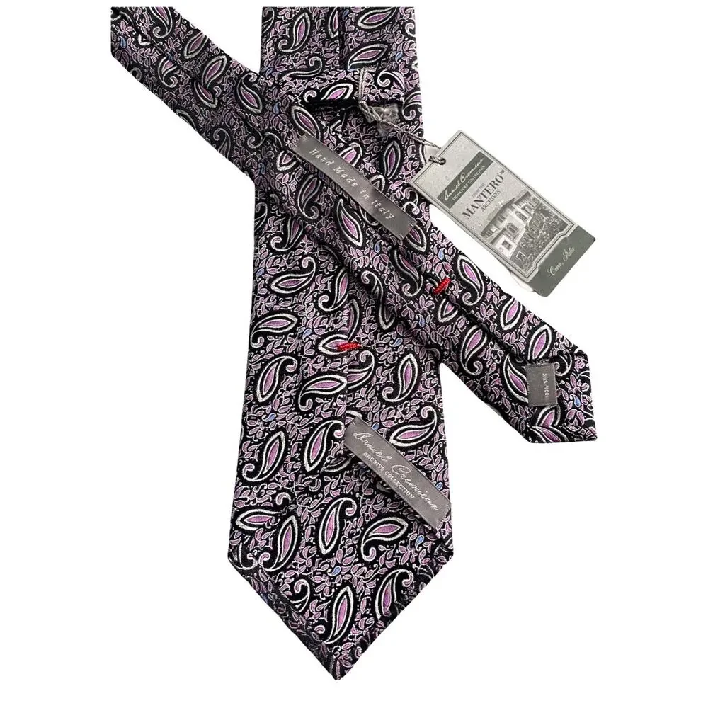 Daniel Cremieux Mantero Nwt Black Paisley 100% Silk Handmade in Italy Neck Tie